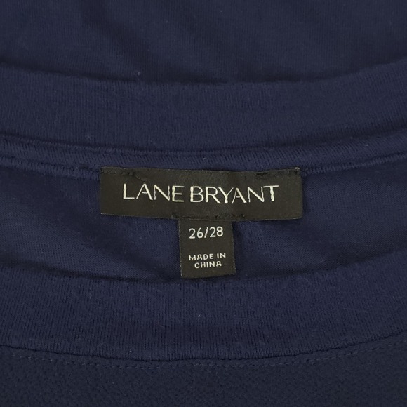 Lane Bryant Knit Modal Spandex Shirt Women 26/28 Blue Long Sleeve Mix Fabrics - Picture 7 of 11